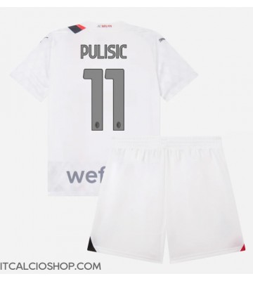 AC Milan Christian Pulisic #11 Seconda Maglia Bambino 2023-24 Manica Corta (+ Pantaloni corti)